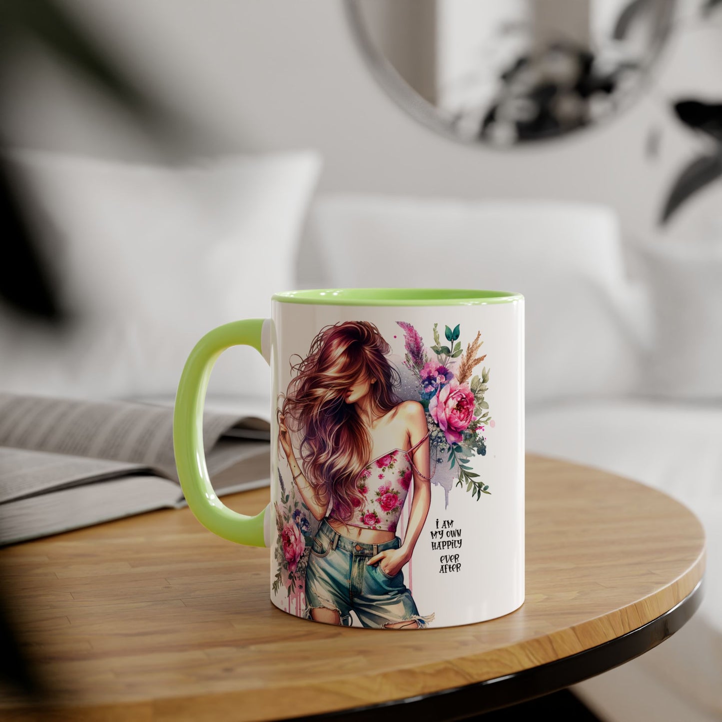 I Am My Own Happily Ever After Floral Beauty Accent Mug - Inspirational Coffee Cup, Gift for Her, Floral Mug, Motivational Drinkware, Cute Kitchen Decor