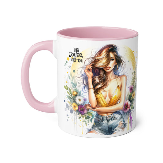 It's Not Me, It's You Humoristic Vibrant Floral Accent Mug, 11oz Coffee Cup, Mother's Day Gift, Boho Chic, Cozy Home Decor, Artist Designed Drinkware