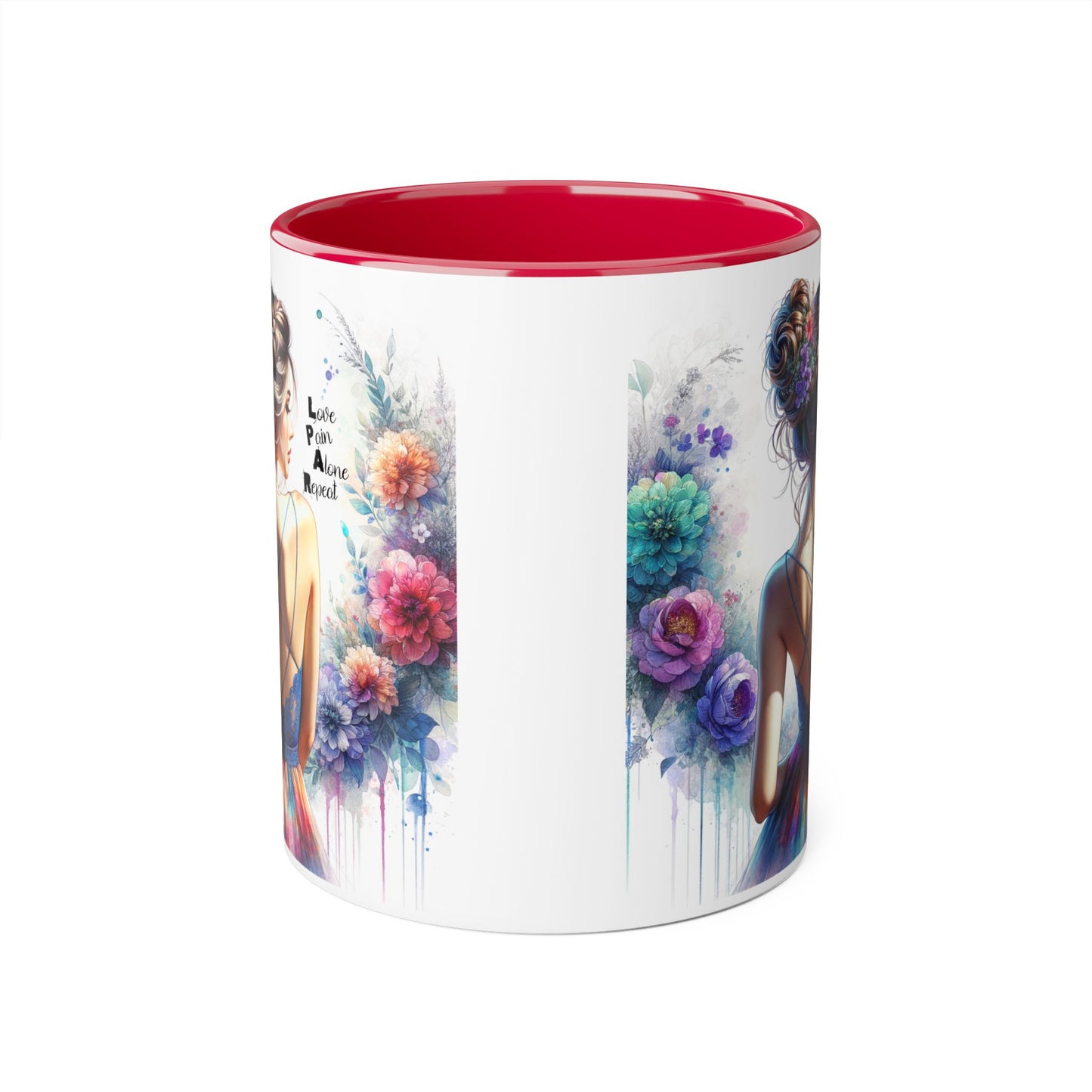 Floral Accent Mug - Vibrant Coffee Cup, Gift for Her, Home Decor, Inspirational Quotes, Art Lover's Mug, Tea Lover's Gift