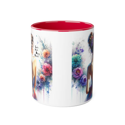 Floral Accent Mug - Vibrant Coffee Cup, Gift for Her, Home Decor, Inspirational Quotes, Art Lover's Mug, Tea Lover's Gift