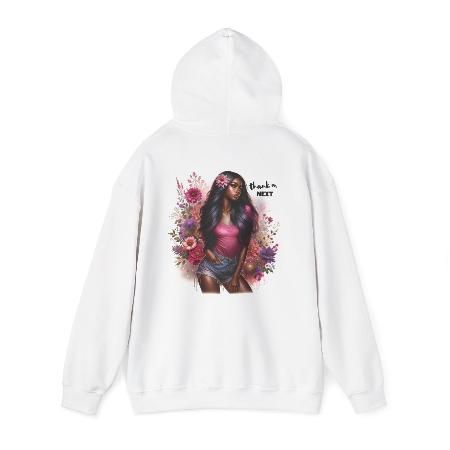 Thank U, Next Floral Graphic Sweatshirt - Cozy Unisex Hooded Sweatshirt, Perfect for Casual Days, Gifts for Friends, Spring Style, Trendy Streetwear