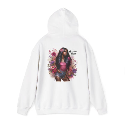 Thank U, Next Floral Graphic Sweatshirt - Cozy Unisex Hooded Sweatshirt, Perfect for Casual Days, Gifts for Friends, Spring Style, Trendy Streetwear