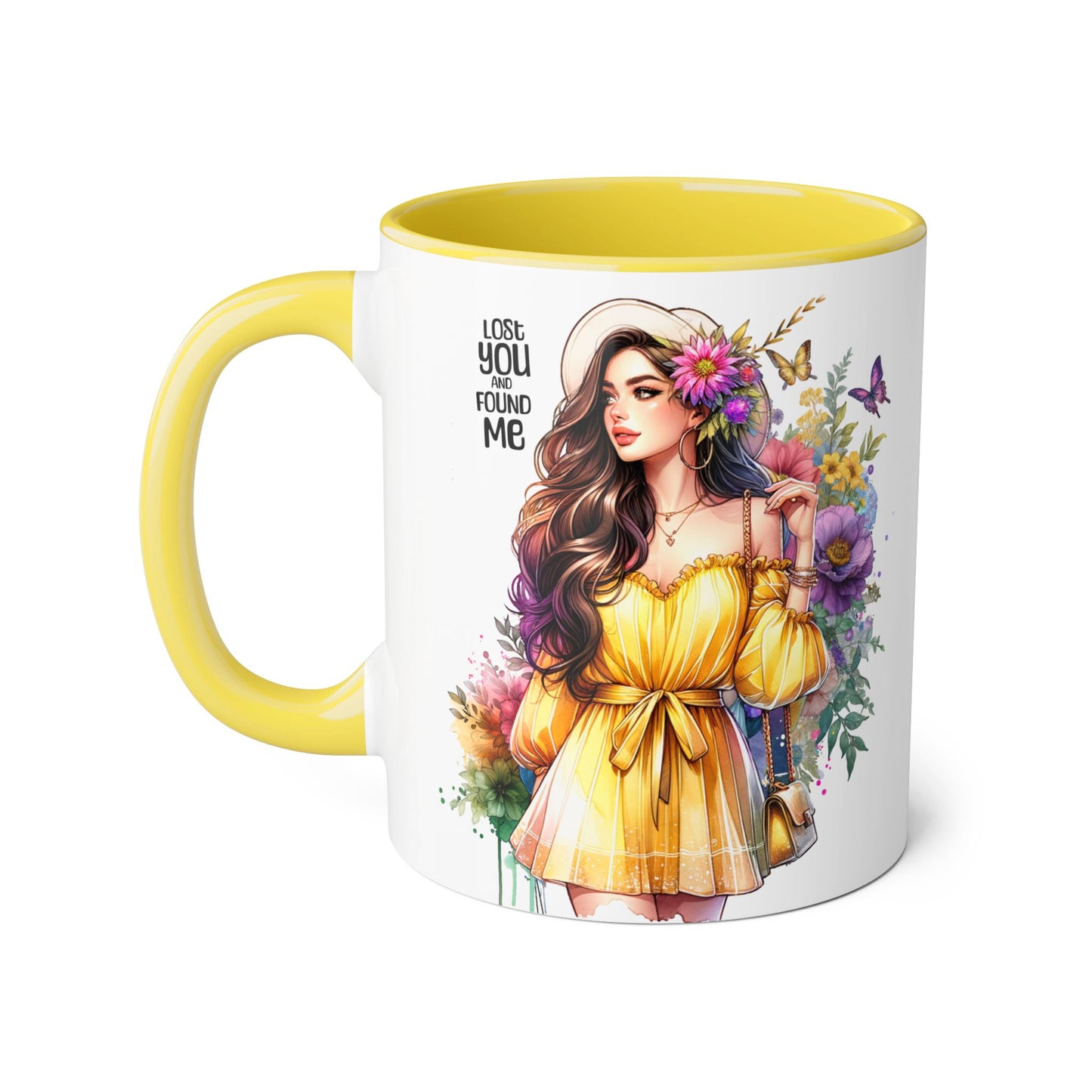 Lost You and Found Me Whimsical Floral Accent Mugs - Unique Coffee Cup, Perfect Gift for Her, Tea Lover, Home Decor, Birthday, Mother's Day