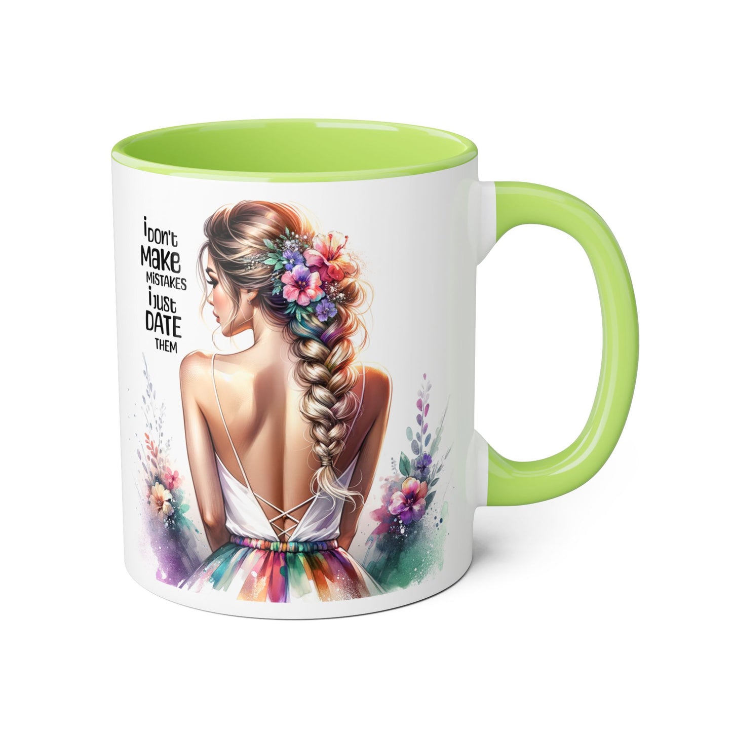 I Don't Make Mistakes, I Date Them Artistic Accent Mugs: Beauty & Floral Design, Perfect for Gifts, Home Decor, Coffee Lovers, Birthday Celebrations, Inspirational Quotes