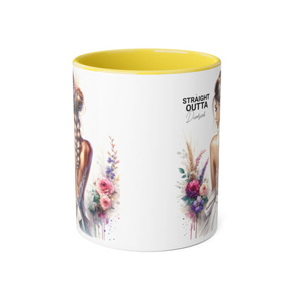 Straight Outta Divorced Humoristic Elegant Floral Accent Mug, Perfect Gift for Weddings, Bridesmaid, Coffee Lovers, Home Decor, Floral Mug, Art Mug