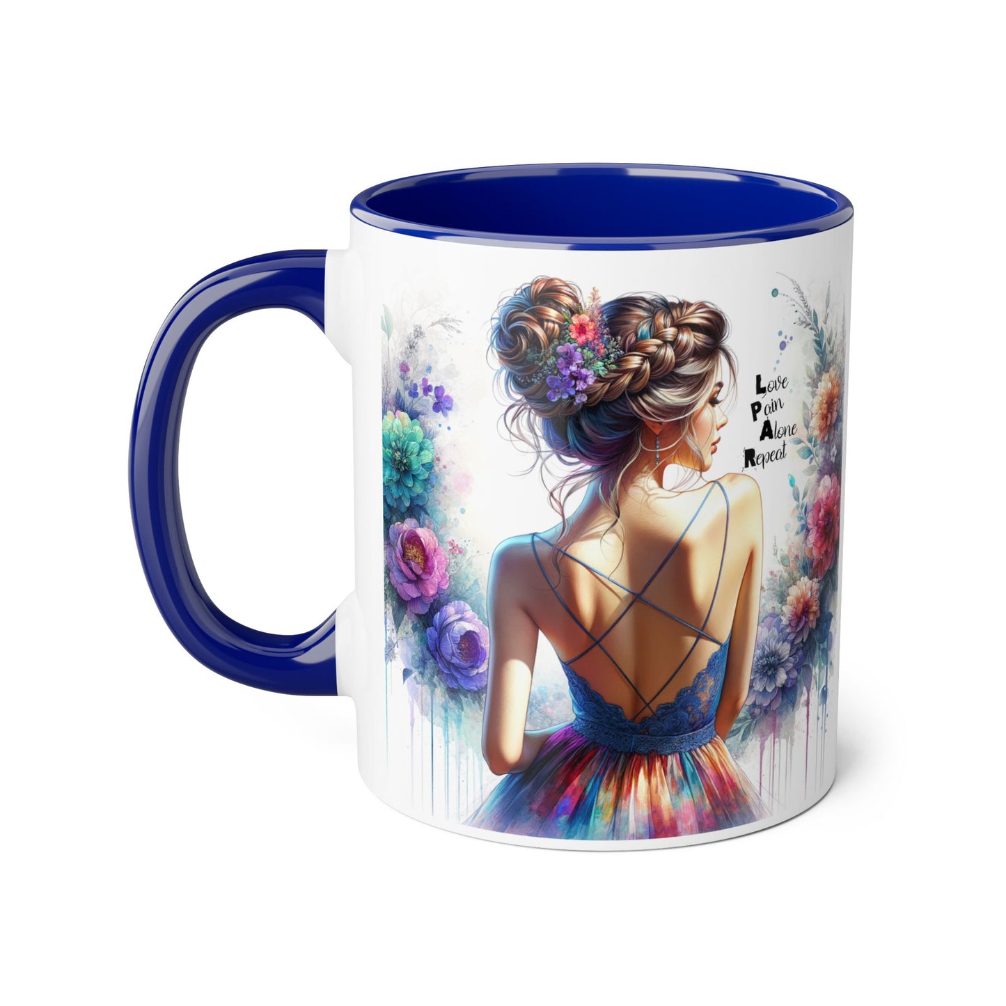 Floral Accent Mug - Vibrant Coffee Cup, Gift for Her, Home Decor, Inspirational Quotes, Art Lover's Mug, Tea Lover's Gift