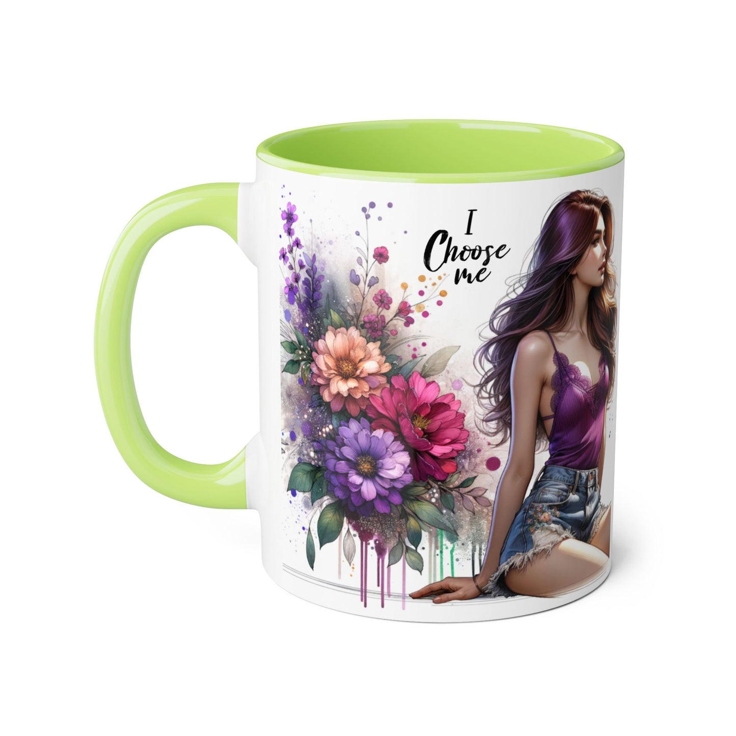 I Choose Me Elegant Floral Accent Mug, Coffee Cup, Tea Mug, Gift for Her, Inspirational Drinkware, Home Decor, Birthday Gift, Art Mug