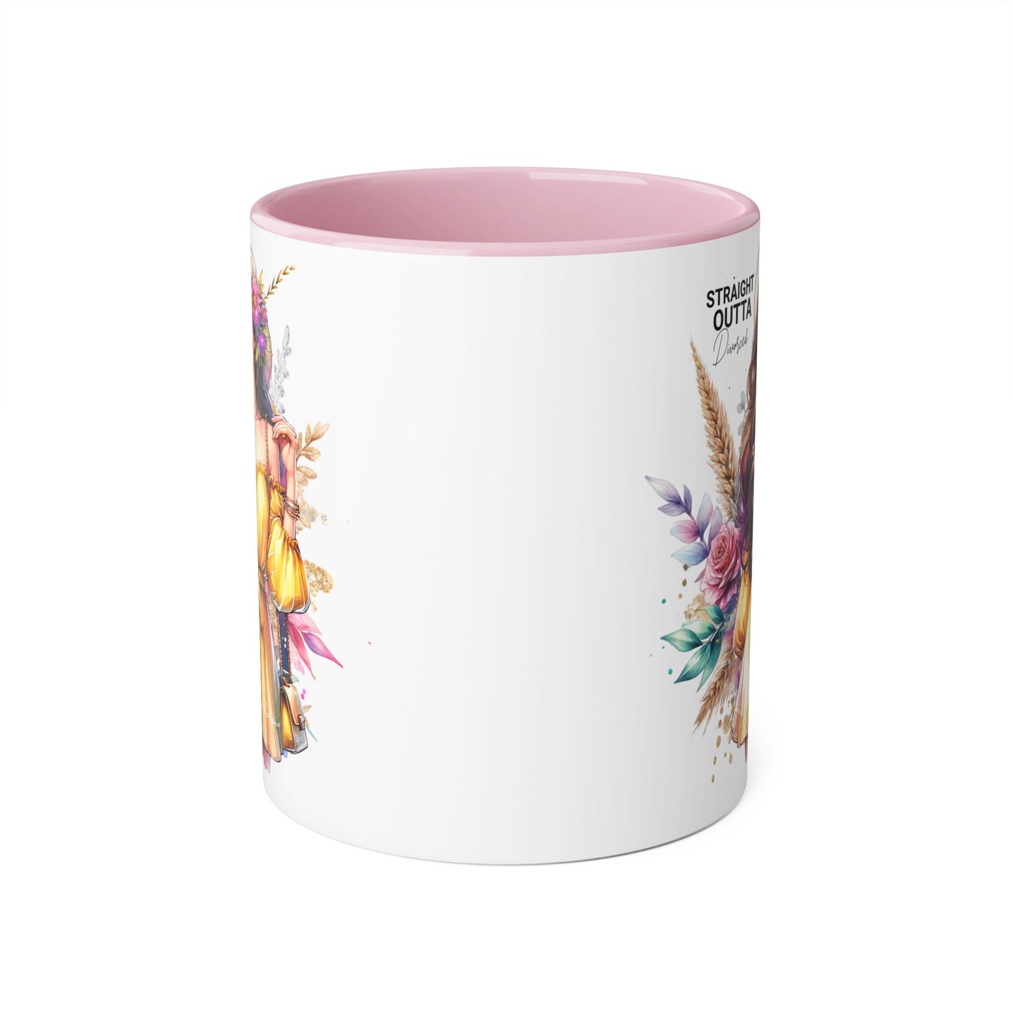 Straight Outta Divorced Humoristic Chic Floral Accent Mug, Stylish Coffee Cup, Trendy Teacup, Unique Gift for Friends, Perfect for Birthdays and Celebrations