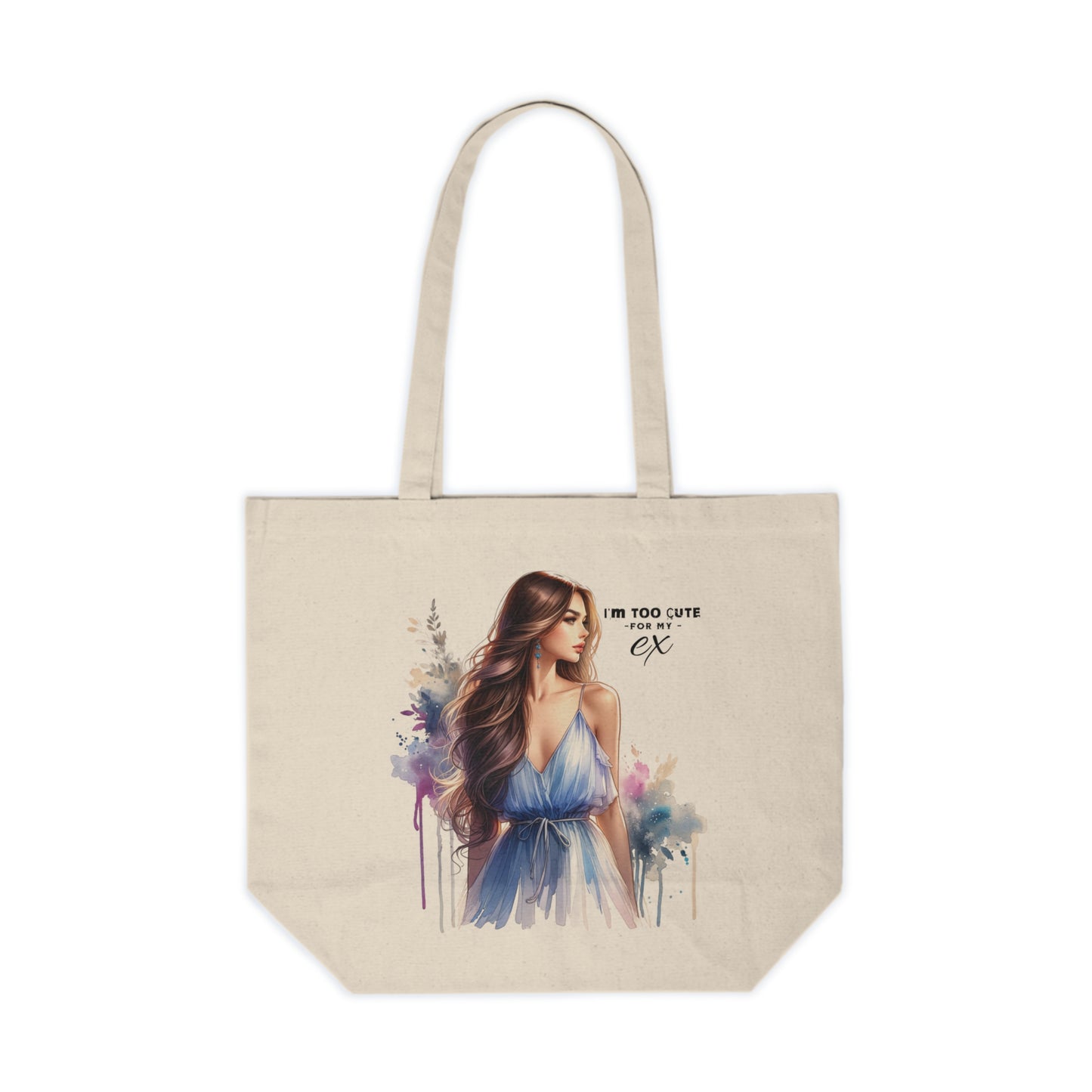 I'm Too Cute For My Ex  Canvas Shopping Tote with Elegant Woman Design, Eco-Friendly Grocery Bag, Gift for Her, Stylish Tote for Shopping, Daily Use