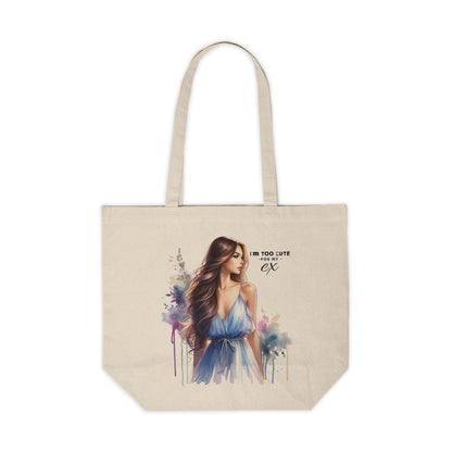 I'm Too Cute For My Ex  Canvas Shopping Tote with Elegant Woman Design, Eco-Friendly Grocery Bag, Gift for Her, Stylish Tote for Shopping, Daily Use