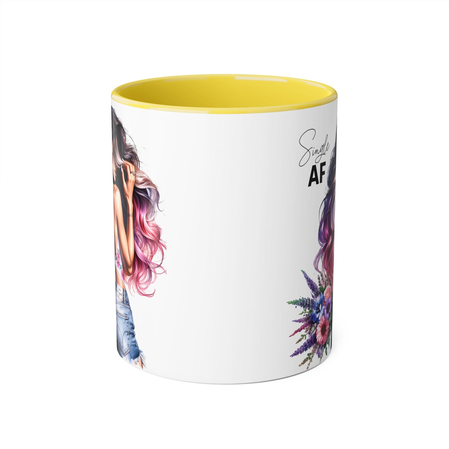 Single AF Bold Floral Single AF Accent Mug - Perfect for Coffee Lovers, Gifts for Her, Self-Care, Celebration, Home Decor