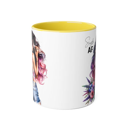 Single AF Bold Floral Single AF Accent Mug - Perfect for Coffee Lovers, Gifts for Her, Self-Care, Celebration, Home Decor