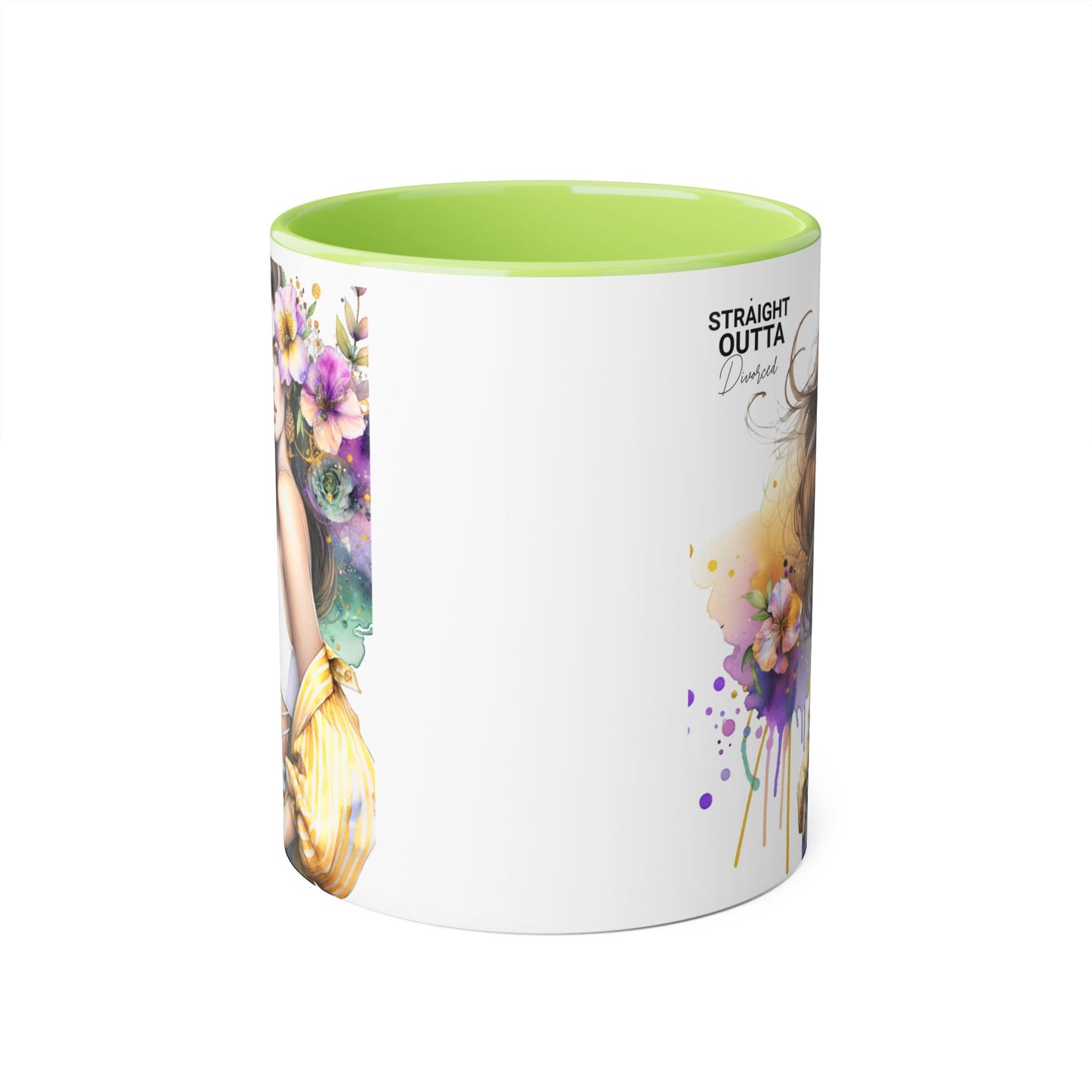 Straight Outta Divorced Humoristic Chic Floral Art Mug - Stylish Coffee Cup for Home or Office, Perfect Gift for Birthdays, Mother’s Day, or Coffee Lovers