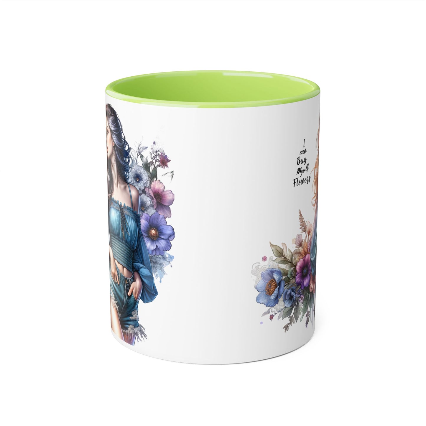 Floral Accent Mug - I Can Buy Myself Flowers , Gift for Her, Coffee Lover, Self-Care, Home Decor, Women Empowerment