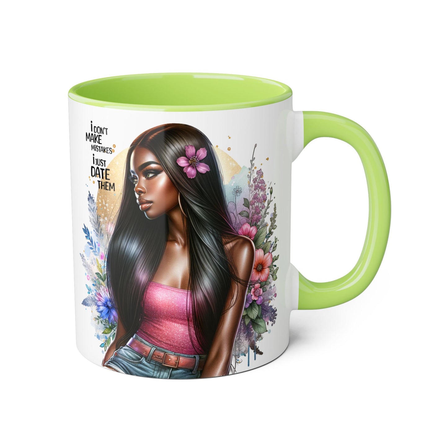 I Don't Make Mistakes, I Date Them Gorgeous Floral Accent Mugs | Perfect Gift for Coffee Lovers | Stylish Home Decor | Unique Birthday, Anniversary, or Just Because Gift