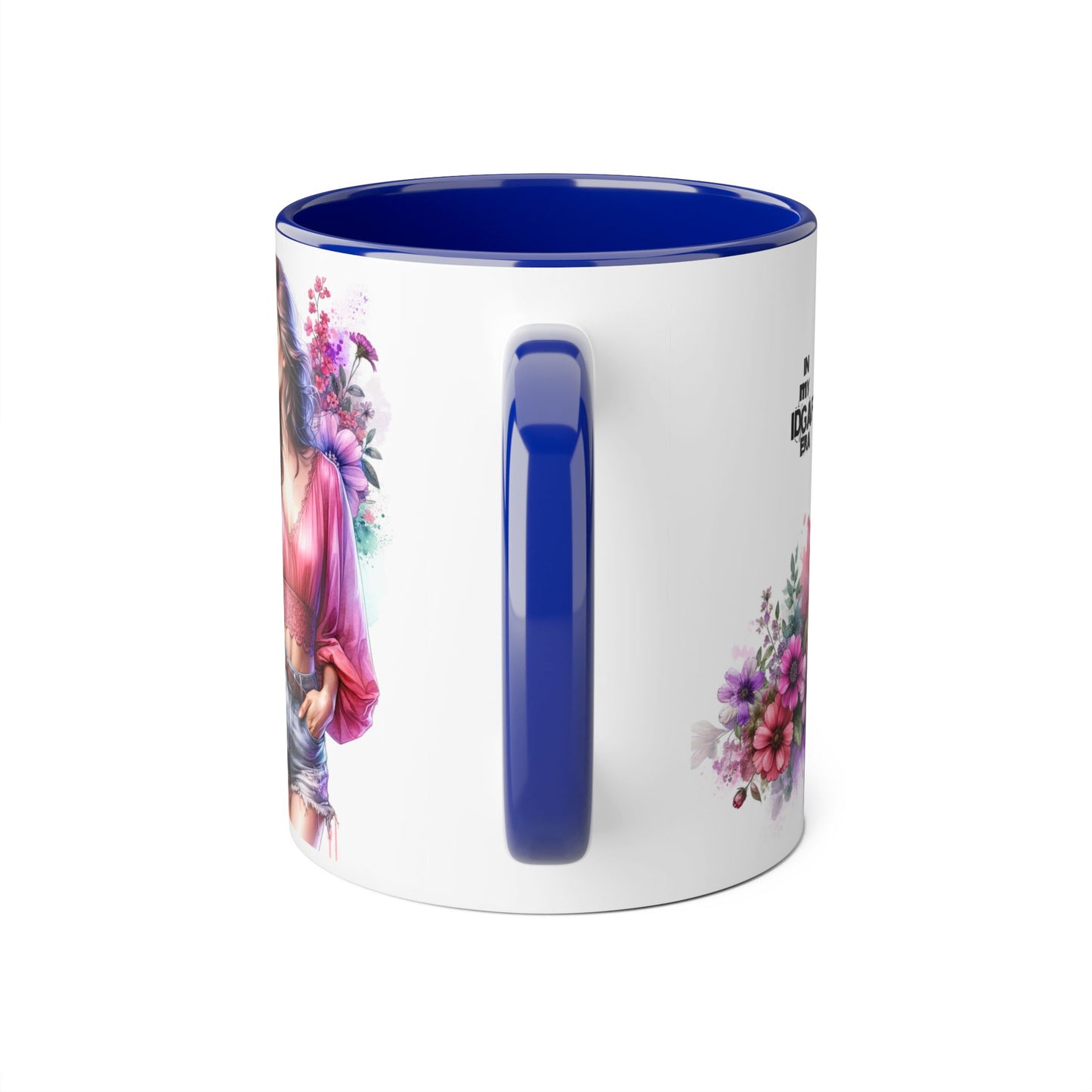 Floral IDGAF Accent Mug - Coffee Cup, Gift for Her, Trendy Mug, Unique Kitchen Decor, Flower Design