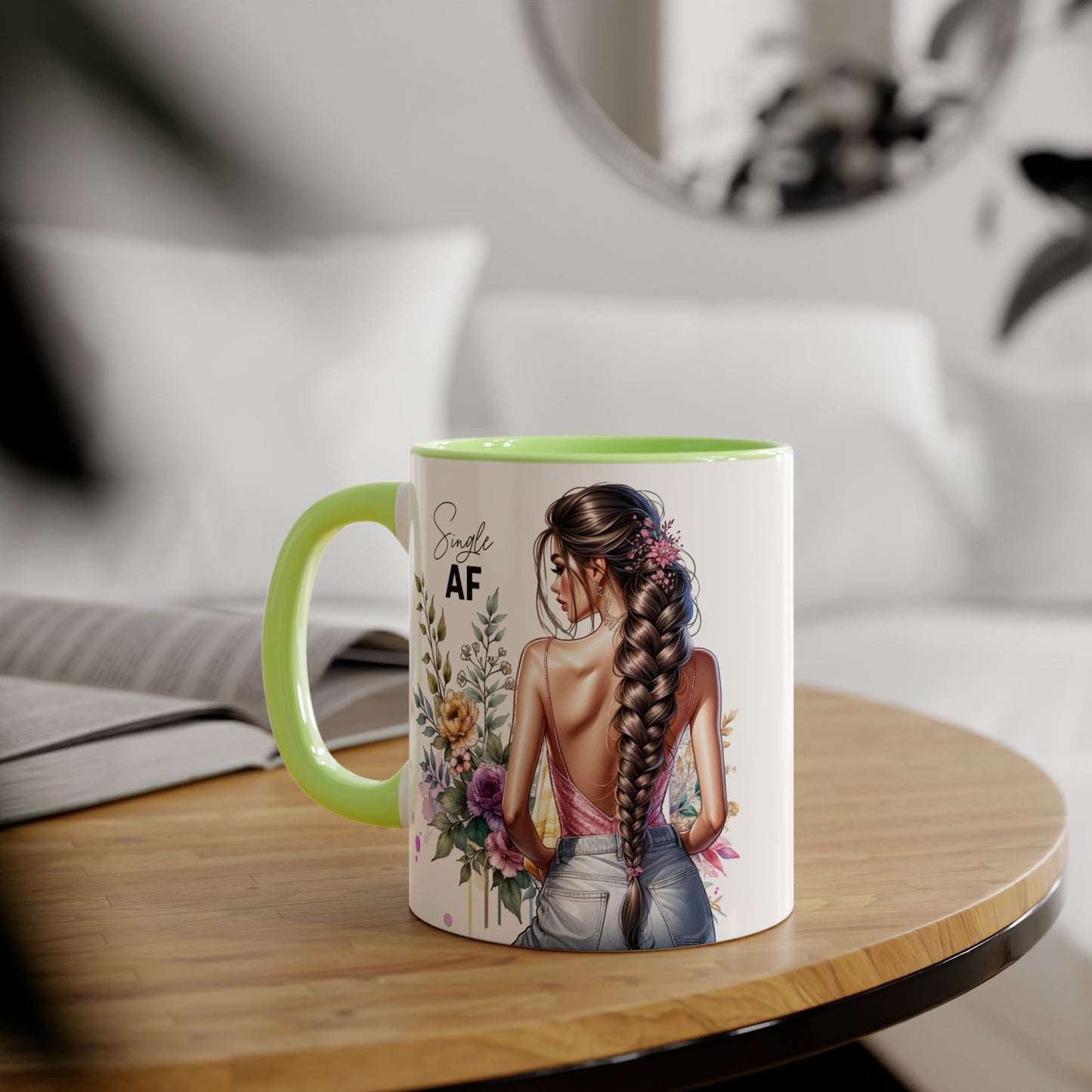 Single AF Chic Floral Coffee Mug, Single AF, Unique Gift for Her, Trendy Drinkware, Birthday Present, Home Decor, Tea Time, Self-Love