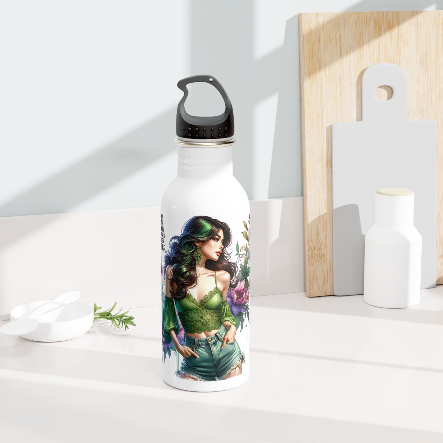 I Am My Own Happily Ever After Stylish Stainless Steel Water Bottle, Eco-Friendly Bottle, Floral Water Bottle, Gift for Her, Outdoor Hydration Solution