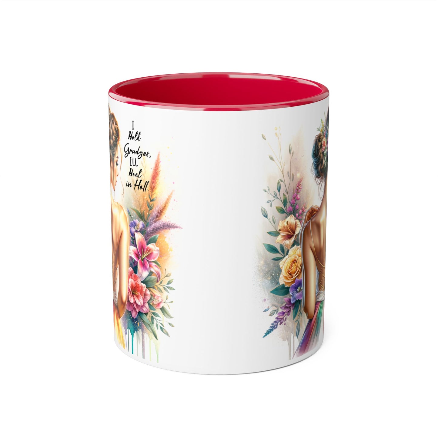 I Hold Grudges, I'll Heal in Hell Elegant Floral Accent Mug for Tea Lovers, Perfect Gift for Grandmas, Inspirational Coffee Mug, Home Decor, Mother's Day