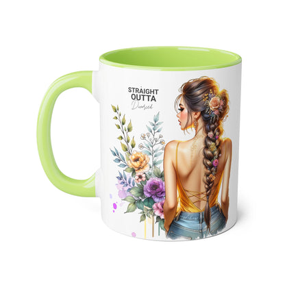 Straight Outta Divorced Humoristic Chic Floral Accent Mug with Elegant Design, Coffee Lover Gift, Home Decor, Mother's Day Present, Artistic Drinkware