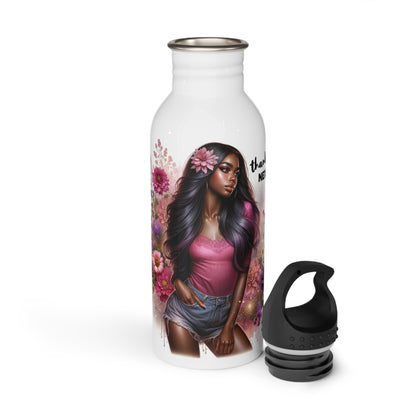 Thank U, Next Floral Stainless Steel Water Bottle | Thank You Next, Eco-Friendly, Water Bottle Gift, Summer Hydration, Artist Design, Floral Water Bottle