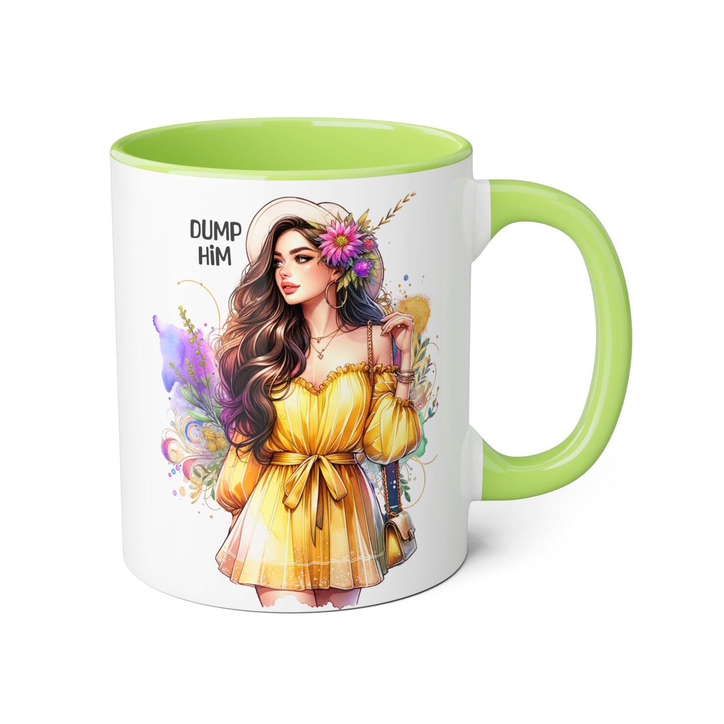 Chic Dump Him Coffee Mug, 11oz Accent Mug, Gift for Her, Statement Cup for Friends, Bold Design for Self-Love, Fun Coffee Breaks