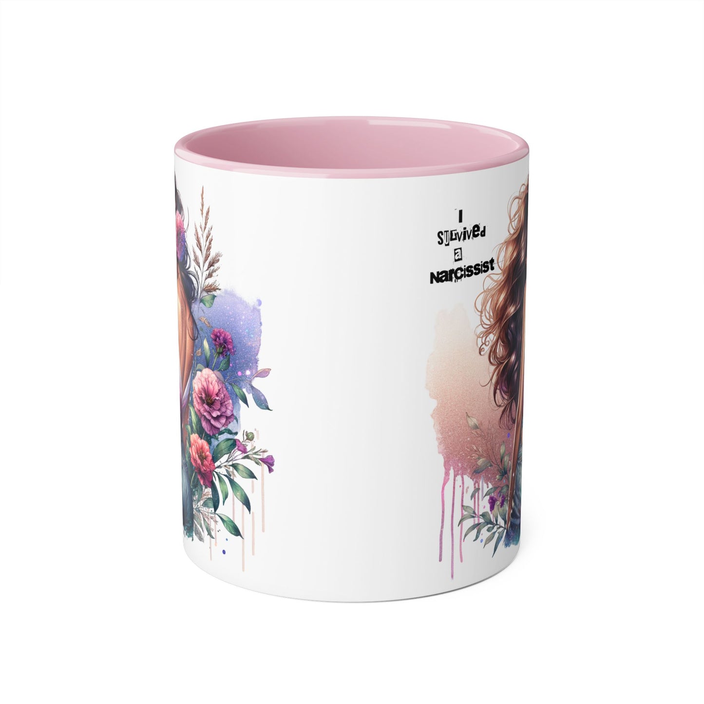 Artistic Floral Accent Mug, Boho Coffee Cup, Gift for Her, Self-Love Mug, Unique Drinkware, Narcissist Quote