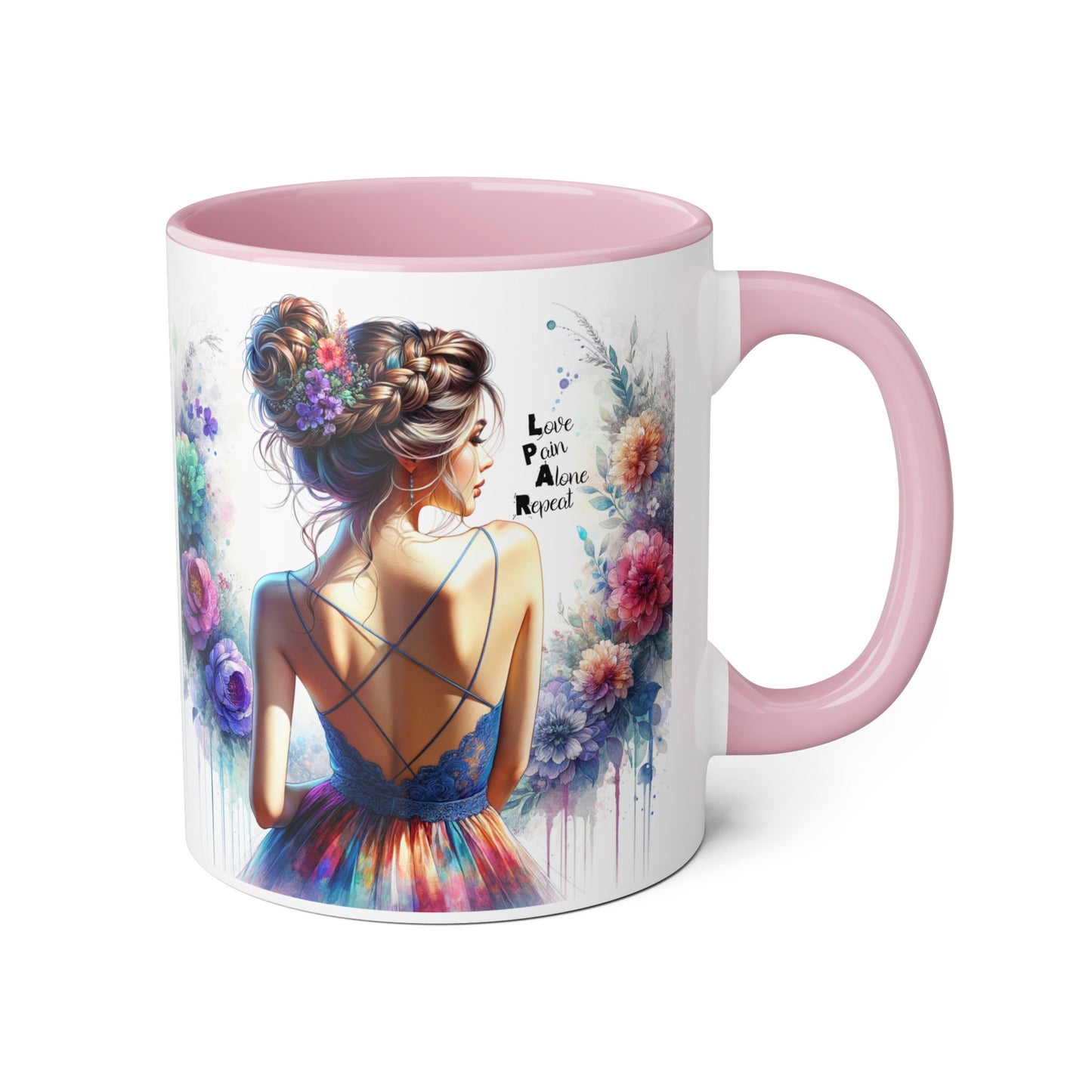 Floral Accent Mug - Vibrant Coffee Cup, Gift for Her, Home Decor, Inspirational Quotes, Art Lover's Mug, Tea Lover's Gift