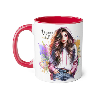 Divorced AF Accent Mug, 11oz - Empowering Coffee Cup for Strong Women, Gift for Divorcee, Self-Care Mug, Celebrate New Beginnings