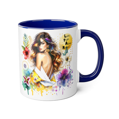 Vibrant Floral Accent Mug, Inspirational Coffee Cup, Gift for Her, Boho Art Mug, Unique Tea Mug, Home Decor