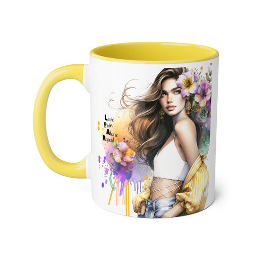 Colorful Art Accent Mug - Inspirational Coffee Cup, Gift for Tea Lovers, Floral Design, Home Decor, Unique Kitchenware