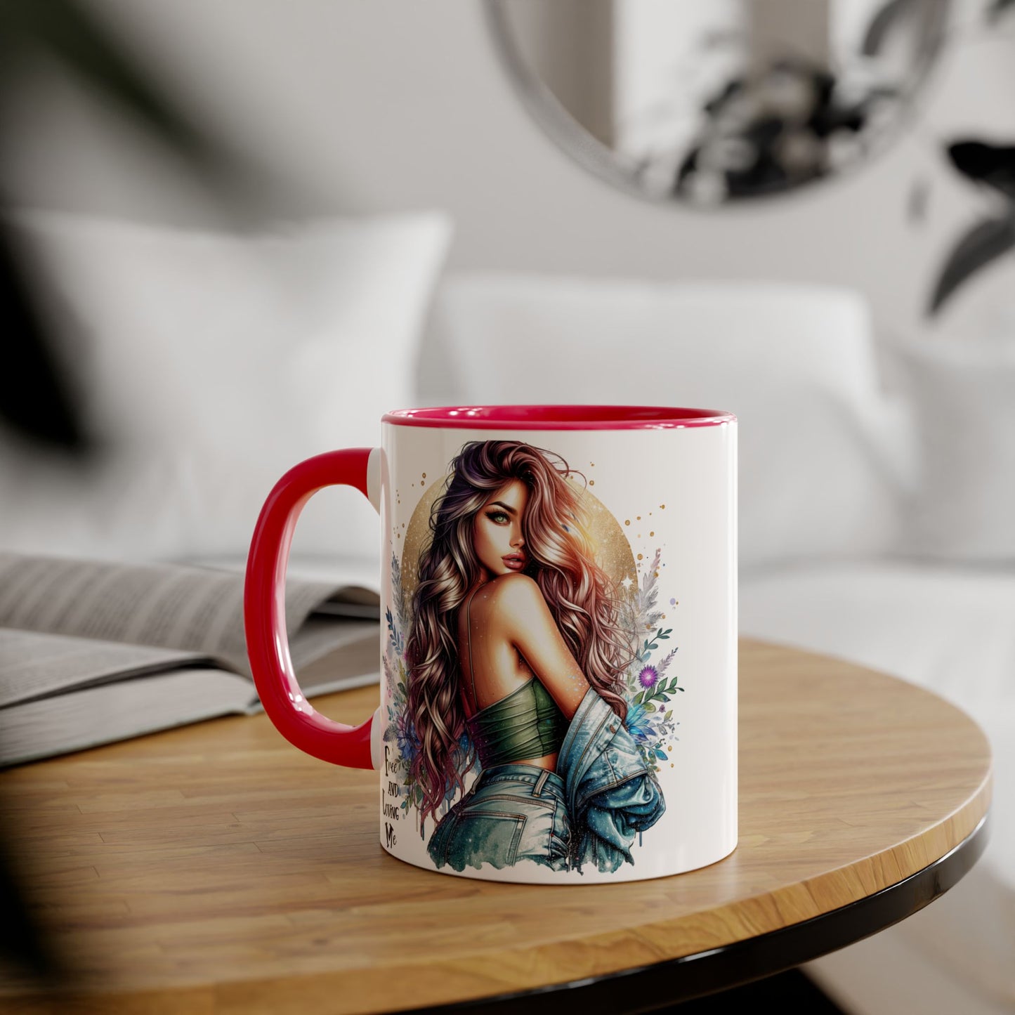 Artistic Accent Mug, Colorful Coffee Cup, Unique Gift for Her, Dreamy Floral Design, Ideal for Birthdays, Self-Care Moments