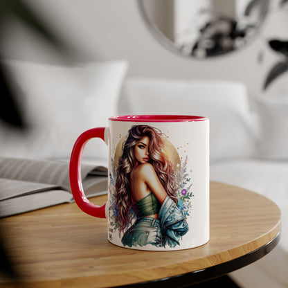 Artistic Accent Mug, Colorful Coffee Cup, Unique Gift for Her, Dreamy Floral Design, Ideal for Birthdays, Self-Care Moments