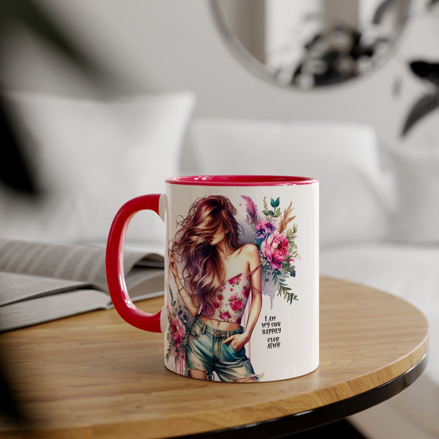 I Am My Own Happily Ever After Floral Beauty Accent Mug - Inspirational Coffee Cup, Gift for Her, Floral Mug, Motivational Drinkware, Cute Kitchen Decor