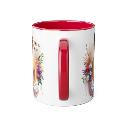 Bohemian Accent Mug with Floral Design, Yuck Fou  Coffee Cup, Unique Gift for Her, Inspirational Mug, Art Lover's Drinkware