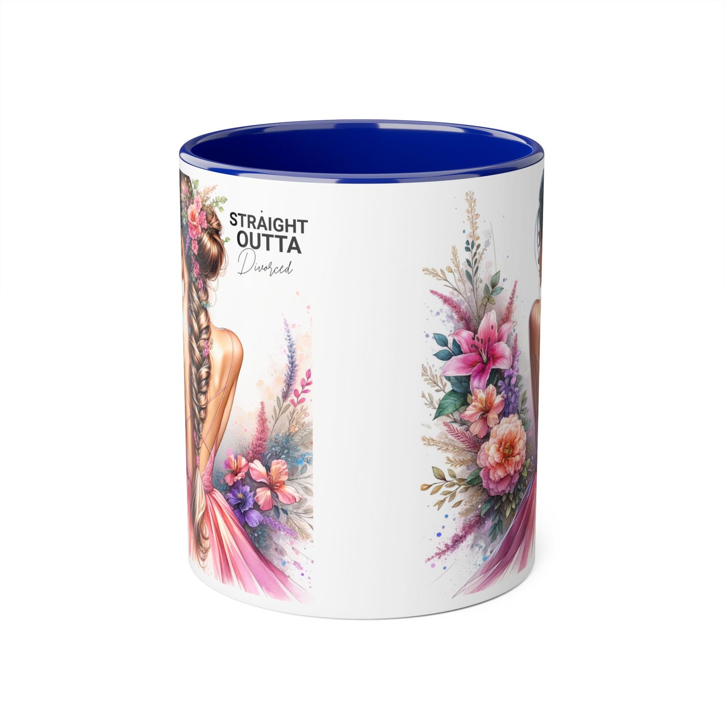 Straight Outta Divorced Humoristic Floral Art Accent Mug - Perfect Gift for Friends, Birthday Celebration, Mother's Day, Coffee Lover, Home Decor