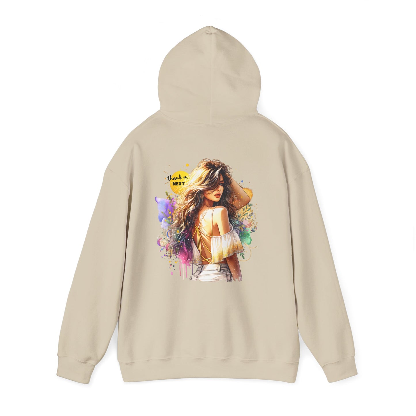 Thank U, Next Vibrant Art Hoodie - Stylish Unisex Sweatshirt with Colorful Design, Casual Wear, Gift Idea for Festivals, Cozy Layering