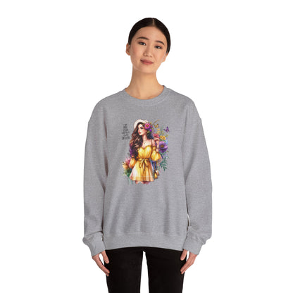 I Am My Own Happily Ever After  Floral Goddess Crewneck Sweatshirt - Boho Chic, Cozy Style, Perfect for Spring, Gift for Her, Casual Wear, Everyday Comfort