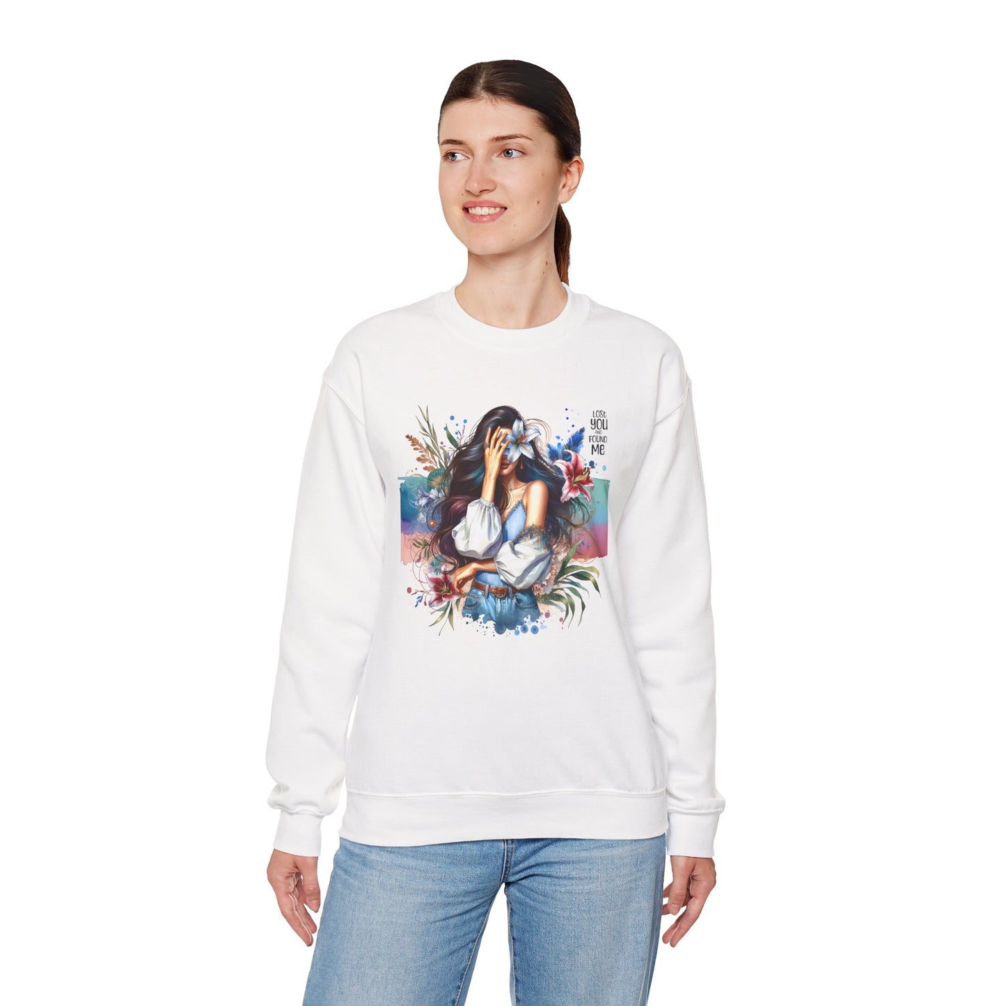 Lost You And Found Me Artistic Unisex Sweatshirt for Comfort and Style - Cozy Apparel, Gift for Her, Trendy Fashion, Relaxed Fit, Casual Wear