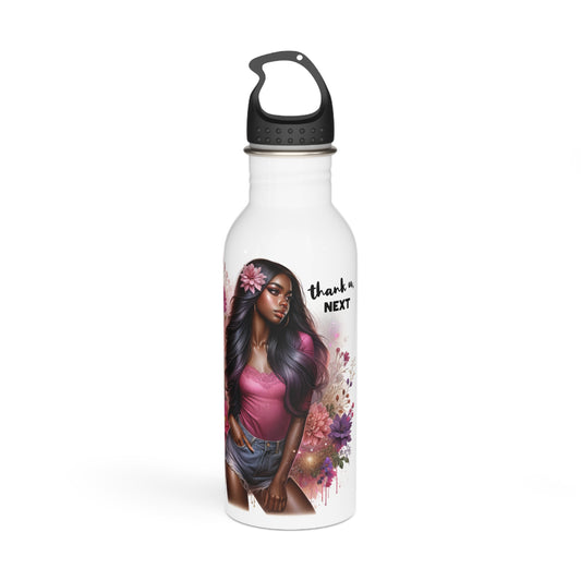 Thank U, Next Floral Stainless Steel Water Bottle | Thank You Next, Eco-Friendly, Water Bottle Gift, Summer Hydration, Artist Design, Floral Water Bottle