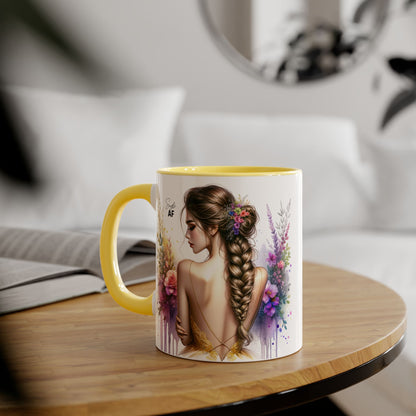 Floral Art Accent Mug, Coffee Cup for Home Decor, Gift for Her, Birthday Present, Inspirational Drinkware