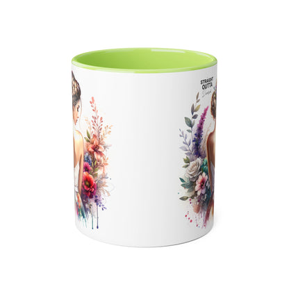 Straight Outta Divorced Humoristic Boho Floral Accent Mug, Inspirational Gift, Coffee Lover's Cup, Unique Art Mug, Straight Outta Beautiful, Personalized Drinkware