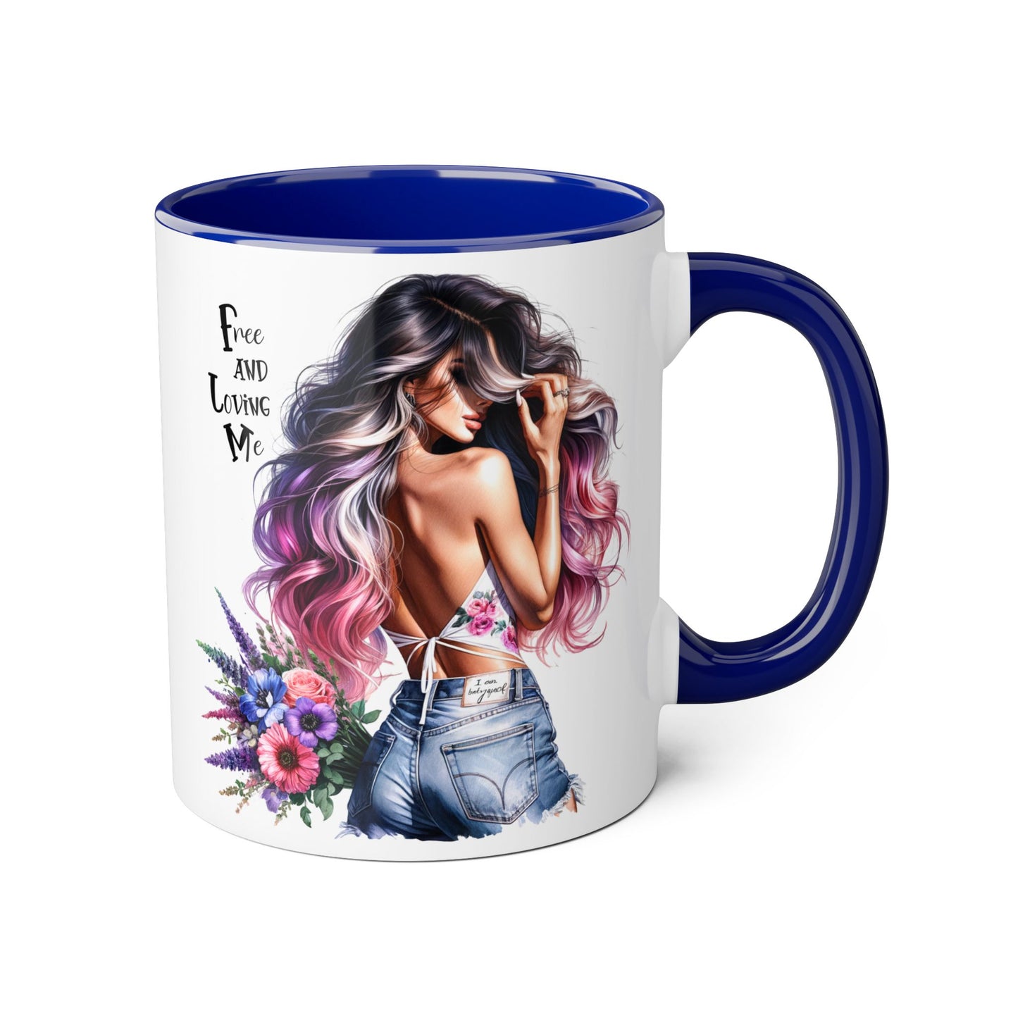 Free and Loving Me Bohemian Accent Mug | Free and Living Me | Floral Art Coffee Cup | Gift for Her | Inspirational Drinkware