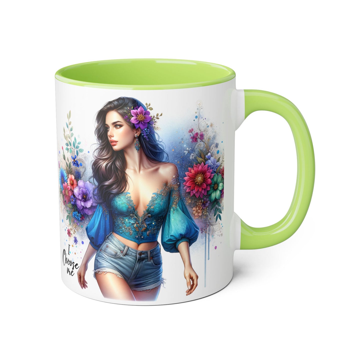 I Choose Me Boho Floral Accent Mug, Choose Me Coffee Cup, Unique Gift for Her, Art Mug, Colorful Drinkware