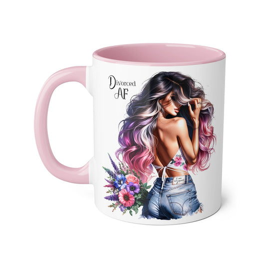 Dreamy Diva Accent Mug, Coffee Cup, Divorced AF Floral Design, Gift for Her, Unique Women’s Mug, Birthday Present, Relaxing Tea Cup