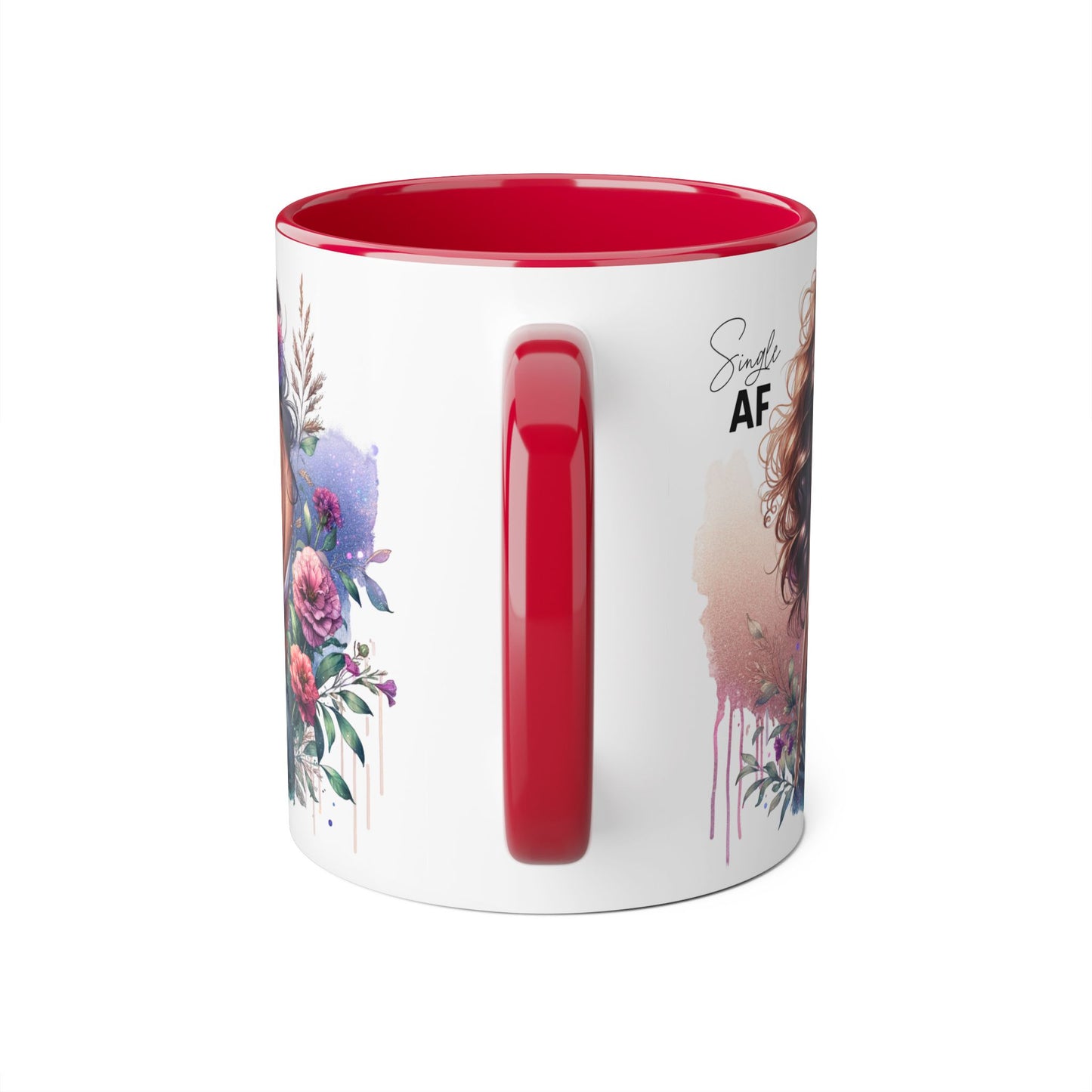 Single AF Floral Accent Mug - Drinkware for Single Ladies, Self-Care Gift, Coffee Lover, Unique Home Decor, Valentine's Day Gift