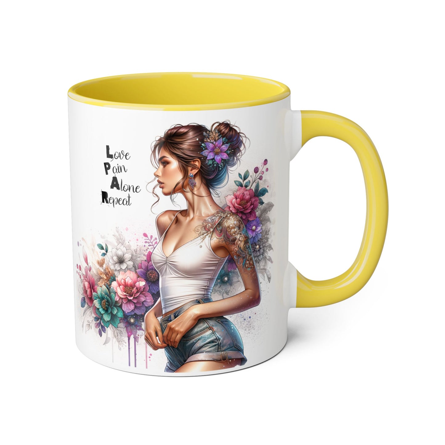 Floral Inspirational Accent Mug, 11oz - Motivational Gift for Mindfulness, Coffee Lovers, Self-Care, Birthday, Home Decor