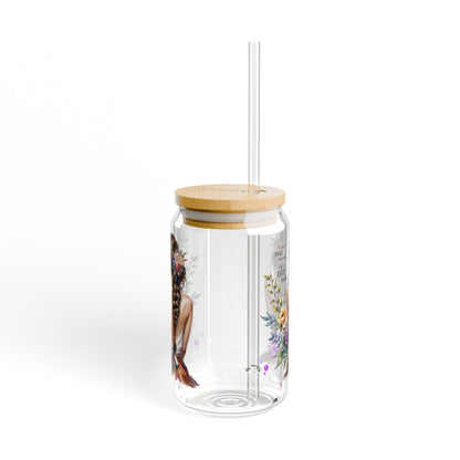 I Don't Make Mistakes, I Date Them Stylish Floral Sipper Glass with Straw, 16oz - Eco-friendly Drinkware, Perfect for Summer Sipping, Gift for Her, Home Bar Accessory