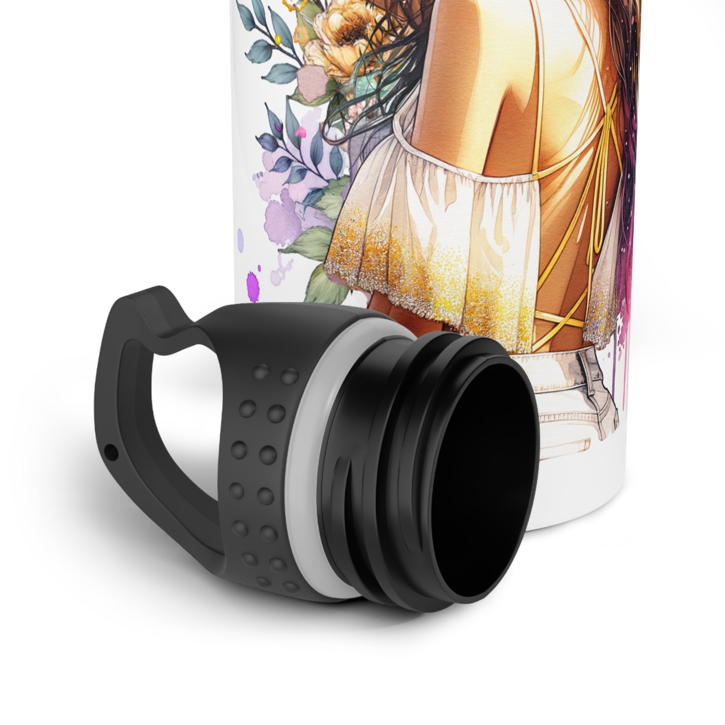 I Am My Own Happily Ever After Stylish Stainless Steel Water Bottle, Eco-Friendly Gift, Floral Design, Inspirational Quote, Outdoor Adventure and Fitness Gear