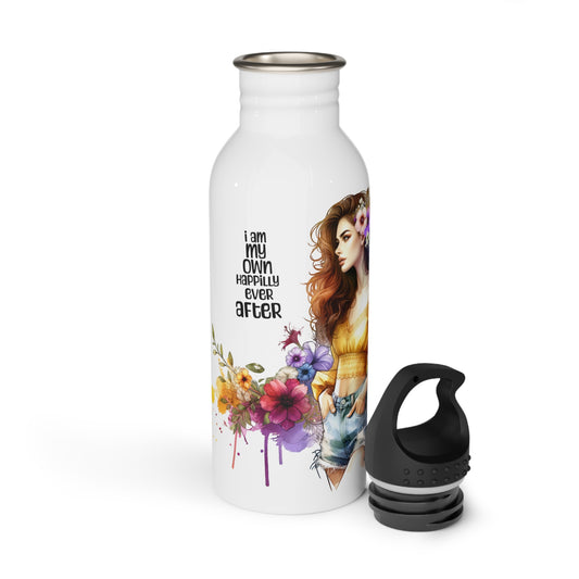 I Am My Own Happily Ever After Empowered Floral Stainless Steel Water Bottle, Motivational Drinkware, Gift for Her, Eco-Friendly Water Bottle, Custom Water Bottle